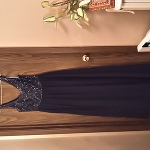 David's Bridal Marine Blue Dress with Beading